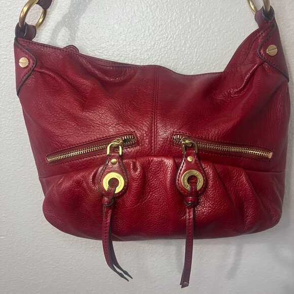 B. Makowsky Red Leather Hobo Bag - Picture 1 of 15